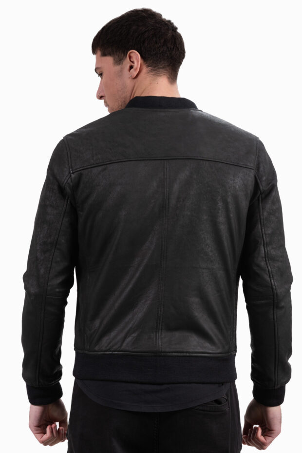 SUGAR VINTAGE SHEEP BLACK - AUTHENTIC BLACK MENS LEATHER JACKET