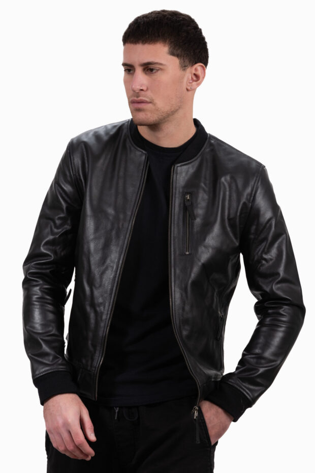 SUGAR BUFFALO BLACK - AUTHENTIC BLACK MENS LEATHER JACKET