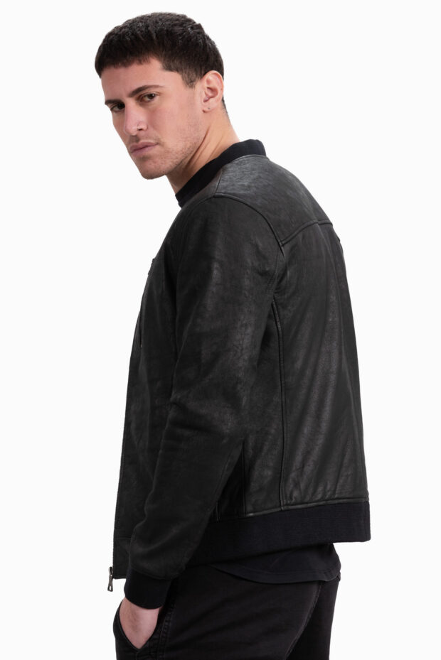 SUGAR VINTAGE SHEEP BLACK - AUTHENTIC BLACK MENS LEATHER JACKET