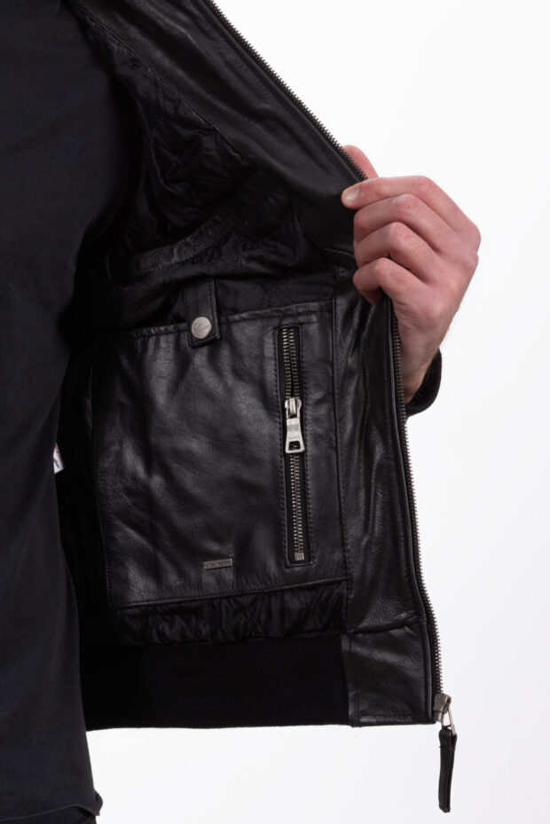 SUGAR BUFFALO BLACK - AUTHENTIC BLACK MENS LEATHER JACKET