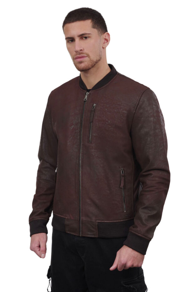 SUGAR VINTAGE SHEEP BROWN - AUTHENTIC BROWN MENS LEATHER JACKET