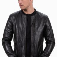 SUGAR BUFFALO BLACK - AUTHENTIC BLACK MENS LEATHER JACKET