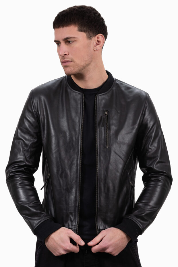 SUGAR BUFFALO BLACK - AUTHENTIC BLACK MENS LEATHER JACKET