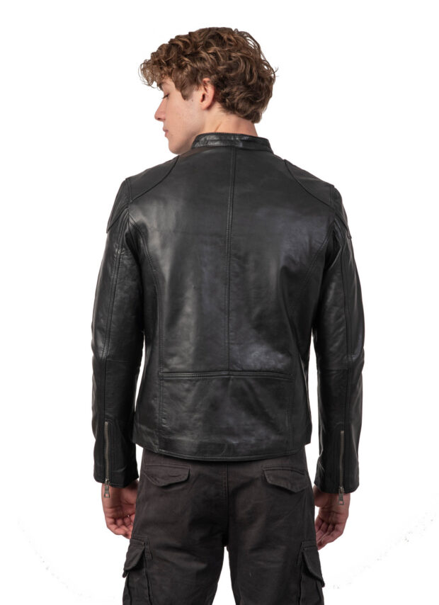 ROMEO SHEEP BLACK - AUTHENTIC MENS BLACK LEATHER JACKET