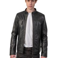 S-ALPHA SHEEP BLACK - AUTHENTIC BLACK MENS LEATHER JACKET