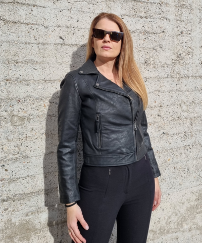 MEDEA VINTAGE SHEEP BLACK - AUTHENTIC WOMENS BLACK LEATHER JACKET