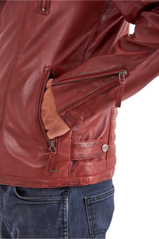 CHARLIE SHEEP RED - AUTHENTIC MENS RED LEATHER JACKET