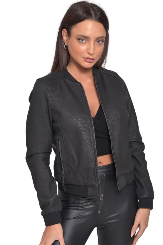 NIOVI SHEEP VINTAGE SHEEP BLACK - AUTHENTIC WOMENS BLACK LEATHER JACKET