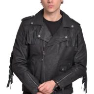 NAVAJO VINTAGE SHEEP BLACK - AUTHENTIC MENS BLACK LEATHER JACKET
