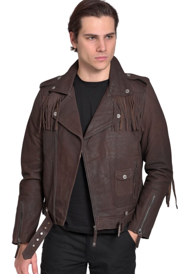 NAVAJO VINTAGE SHEEP BROWN - AUTHENTIC MENS BROWN LEATHER JACKET