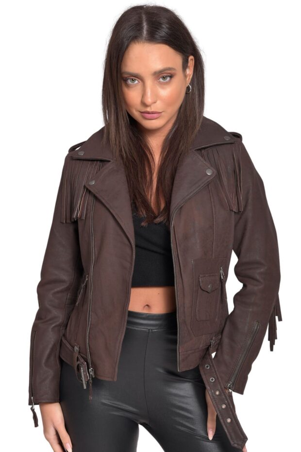 CHEROKEE VINTAGE SHEEP BROWN - AUTHENTIC WOMENS LEATHER BROWN JACKET