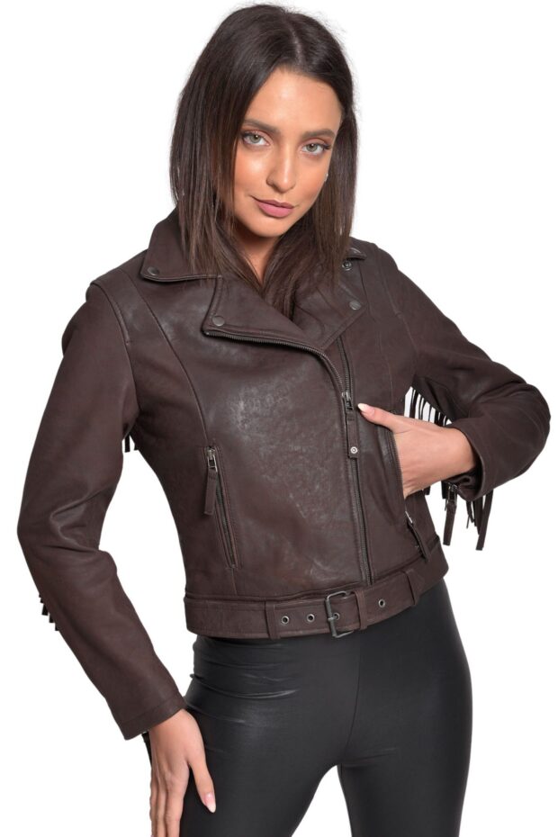 CRAZY HORSE VINTAGE SHEEP BROWN - AUTHENTIC WOMENS LEATHER BROWN JACKET