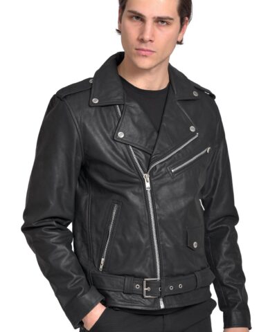 BRANDO BUFFALO BLACK - AUTHENTIC MENS BLACK LEATHER JACKET