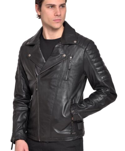 CHARLIE SHEEP BLACK - AUTHENTIC MENS BLACK LEATHER JACKET