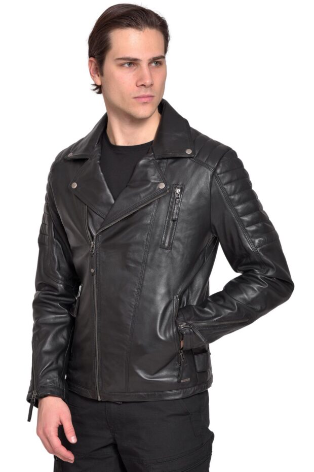 CHARLIE SHEEP BLACK - AUTHENTIC MENS BLACK LEATHER JACKET