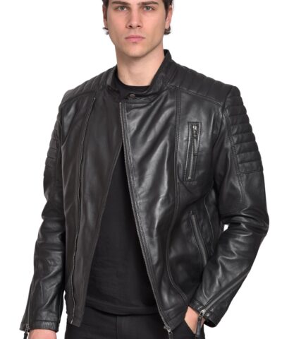 CHARLIE SUC SHEEP BLACK - AUTHENTIC MENS BLACK LEATHER JACKET