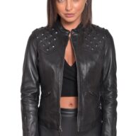 SPIKE SHEEP BLACK - AUTHENTIC WOMENS LEATHER JACKET