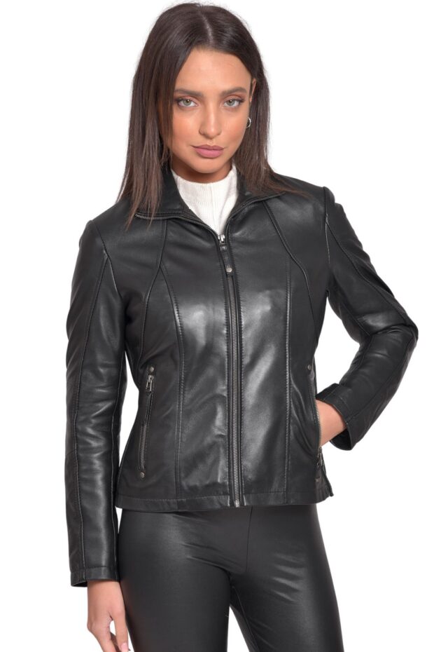PANDORA SHEEP BLACK - AUTHENTIC WOMENS BLACK LEATHER JACKET