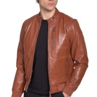 ECHO SHEEP COGNAC - AUTHENTIC MENS COGNAC LEATHER JACKET