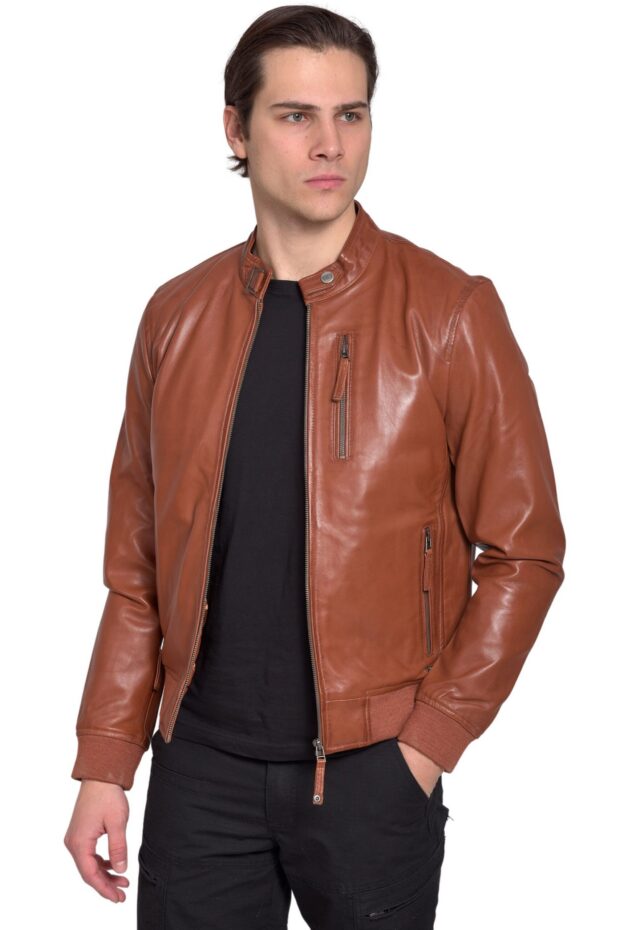 ECHO SHEEP COGNAC - AUTHENTIC MENS COGNAC LEATHER JACKET