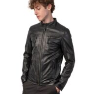 S-ALPHA SHEEP BLACK - AUTHENTIC BLACK MENS LEATHER JACKET