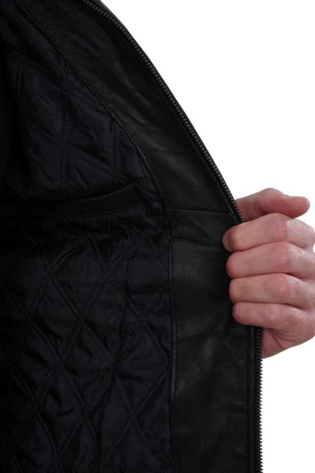 ALPHA VINTAGE SHEEP BLACK - AUTHENTIC MENS BLACK LEATHER JACKET