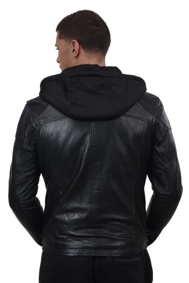 KAPPA BUFFALO BLACK - AUTHENTIC MENS BLACK LEATHER JACKET