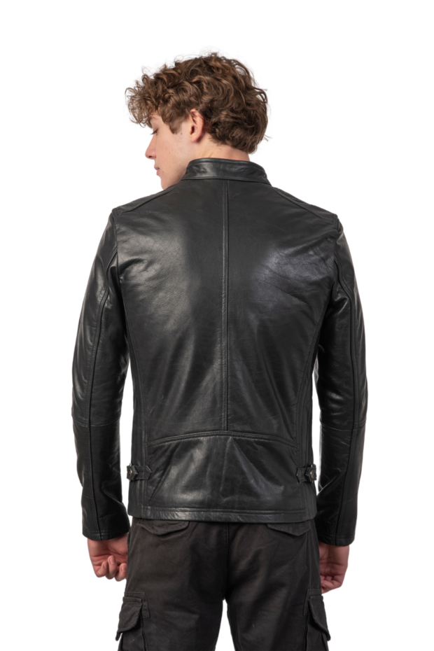 ALPHA BUFFALO BLACK - AUTHENTIC MENS BLACK LEATHER JACKET