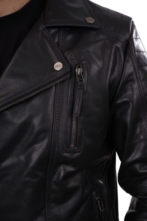 CHARLIE BUFFALO BLACK - AUTHENTIC MENS BLACK LEATHER JACKET