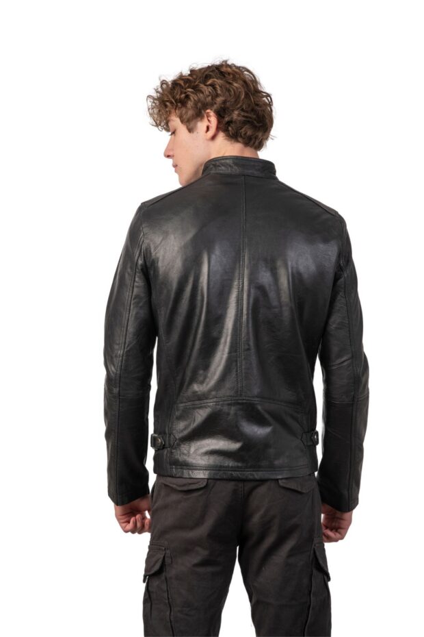 S-ALPHA SHEEP BLACK - AUTHENTIC BLACK MENS LEATHER JACKET