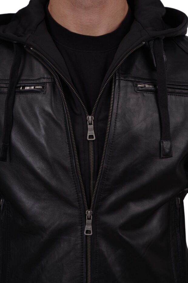 KAPPA BUFFALO BLACK - AUTHENTIC MENS BLACK LEATHER JACKET