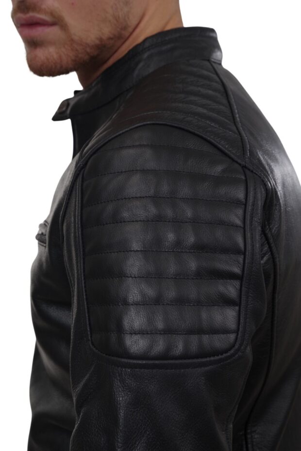 DELTA BUFFALO BLACK - AUTHENTIC BLACK MENS LEATHER JACKET