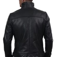 HOLLAND COWHIDE BLACK - AUTHENTIC MENS BLACK LEATHER JACKET