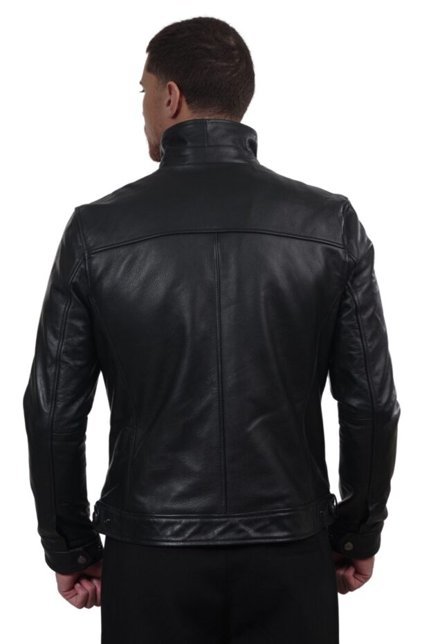 HOLLAND COWHIDE BLACK - AUTHENTIC MENS BLACK LEATHER JACKET