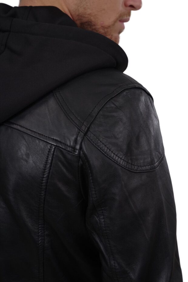 KAPPA BUFFALO BLACK - AUTHENTIC MENS BLACK LEATHER JACKET