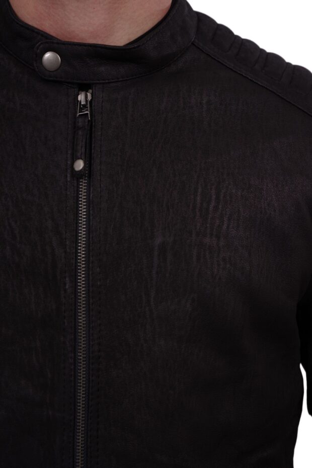 YANKEE SHEEP VINTAGE BLACK - AUTHENTIC MENS BLACK LEATHER JACKET