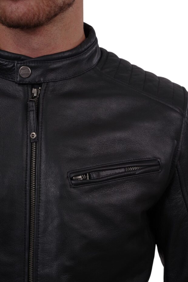 DELTA SHEEP BLACK - AUTHENTIC MENS BLACK LEATHER JACKET
