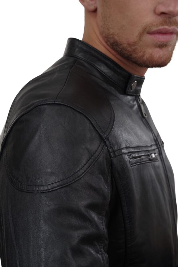 KAPPA BUFFALO BLACK - AUTHENTIC MENS BLACK LEATHER JACKET