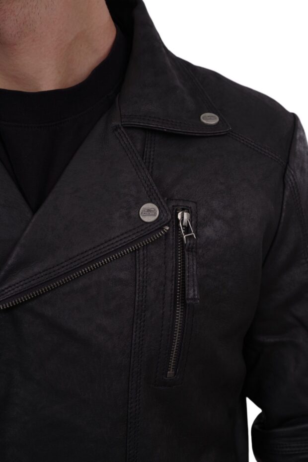 OSCAR SHEEP VINTAGE BLACK - AUTHENTIC MENS BLACK LEATHER JACKET