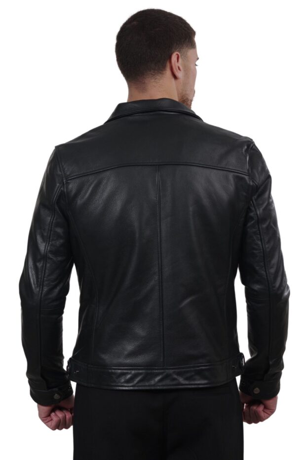 HOLLAND COWHIDE BLACK - AUTHENTIC MENS BLACK LEATHER JACKET