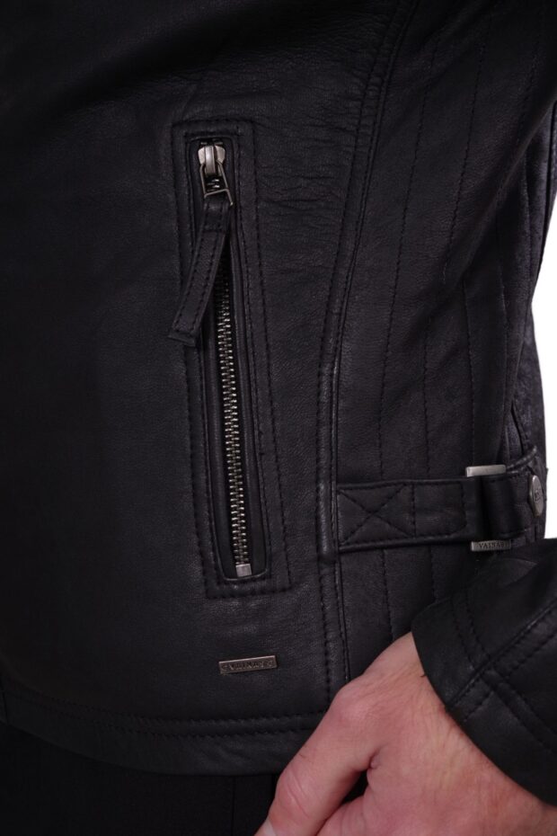ALPHA VINTAGE SHEEP BLACK - AUTHENTIC MENS BLACK LEATHER JACKET