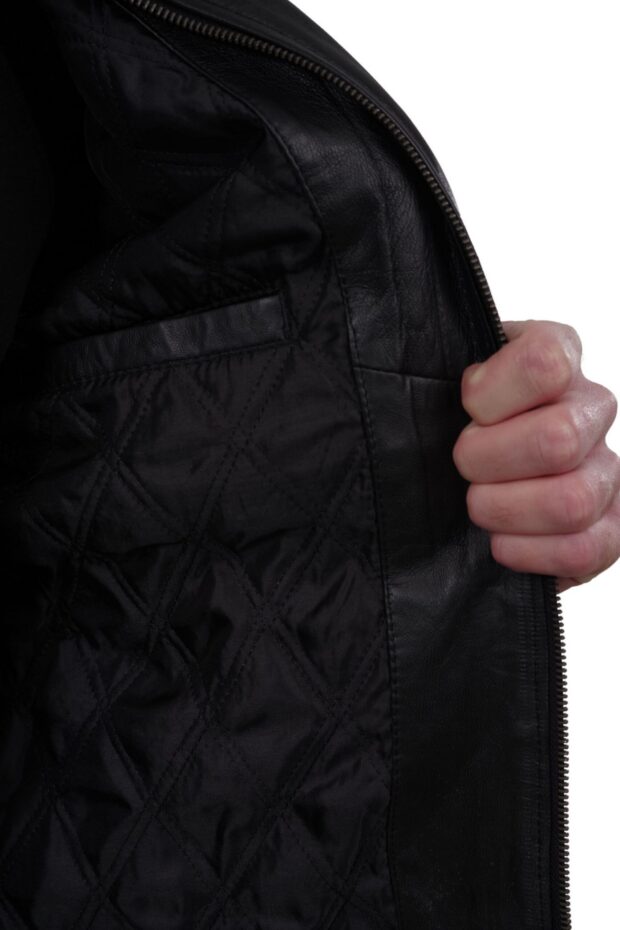DELTA SHEEP BLACK - AUTHENTIC MENS BLACK LEATHER JACKET