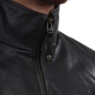 HOLLAND COWHIDE BLACK - AUTHENTIC MENS BLACK LEATHER JACKET