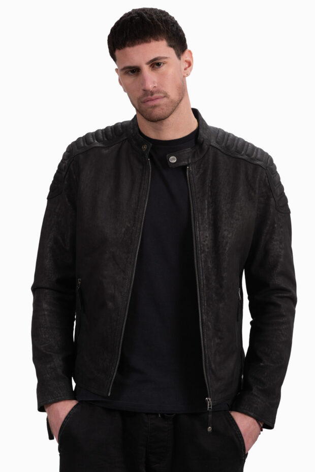YANKEE SHEEP VINTAGE BLACK - AUTHENTIC MENS BLACK LEATHER JACKET