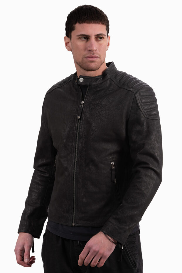 YANKEE SHEEP VINTAGE BLACK - AUTHENTIC MENS BLACK LEATHER JACKET