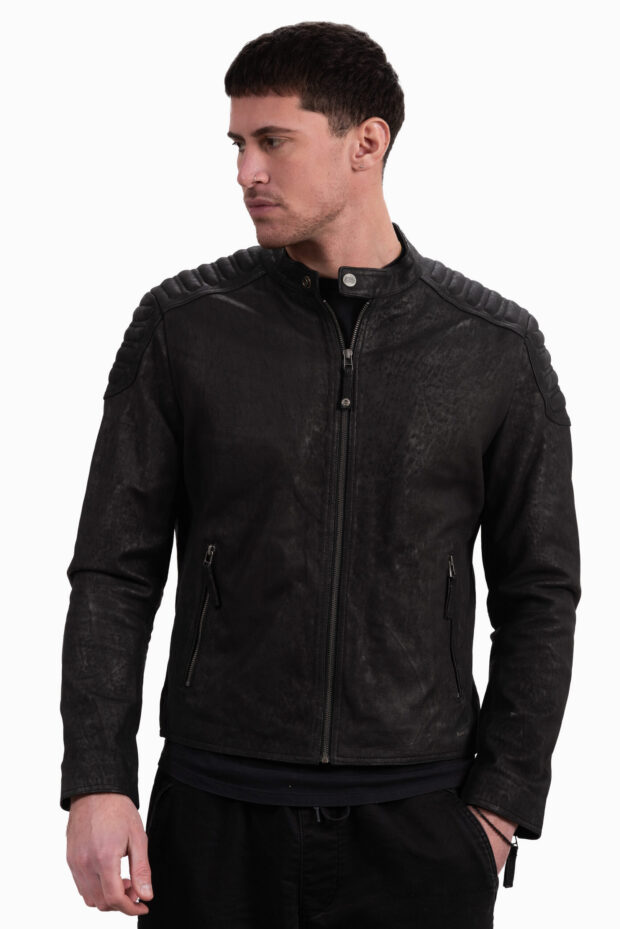 YANKEE SHEEP VINTAGE BLACK - AUTHENTIC MENS BLACK LEATHER JACKET
