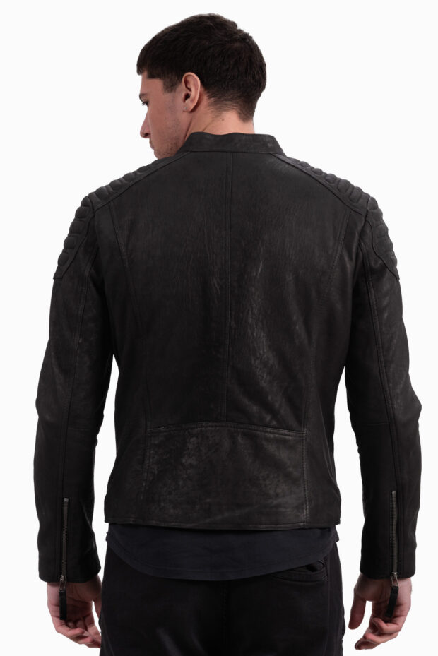 YANKEE SHEEP VINTAGE BLACK - AUTHENTIC MENS BLACK LEATHER JACKET
