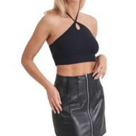 ARIADNE SHEEP BLACK - AUTHENTIC WOMENS BLACK LEATHER SKIRT