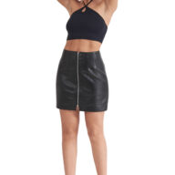 ARIADNE SHEEP BLACK - AUTHENTIC WOMENS BLACK LEATHER SKIRT