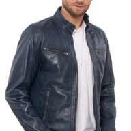 ALPHA SHEEP BLUE - AUTHENTIC MENS BLUE LEATHER JACKET